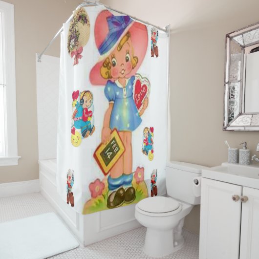  valentijn rood wit douwergordijn douchegordijn (In situ)