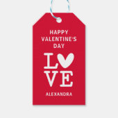 Valentijn rood & wit liefdeshart aangepast cadeaulabel (Voorkant)