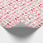 Valentijn rood & wit XOXO hartenpatroon Cadeaupapier (Hoek)