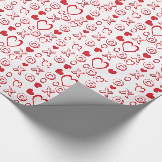 Valentijn rood & wit XOXO hartenpatroon Cadeaupapier (Hoek)