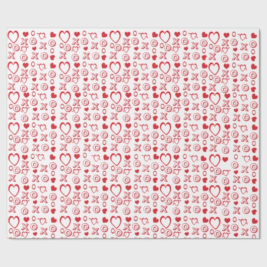 Valentijn rood & wit XOXO hartenpatroon Cadeaupapier (Vlak)