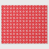 Valentijn Rood Wit XOXO Patroon Cadeaupapier (Vlak)