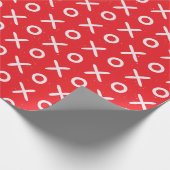 Valentijn Rood Wit XOXO Patroon Cadeaupapier (Hoek)