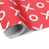 Valentijn Rood Wit XOXO Patroon Cadeaupapier (Rol Hoek)