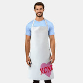 Valentijn Rood XOXO Roze Hart Bold Modern Wit Schort (Gedragen)