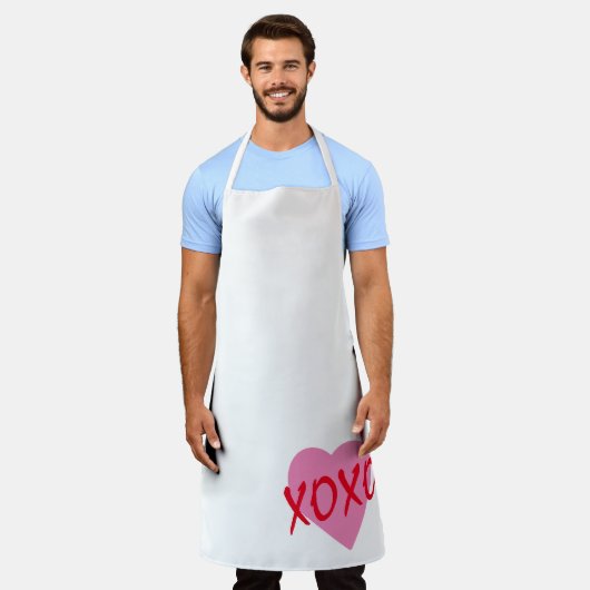 Valentijn Rood XOXO Roze Hart Bold Modern Wit Schort (Gedragen)