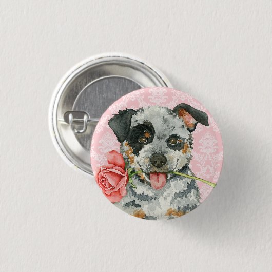 Valentijn Roos Australian Cattle Dog Ronde Button 3,2 Cm (Voorkant /achterkant)