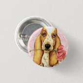 Valentijn Roos Basset Ronde Button 3,2 Cm (Voorkant /achterkant)