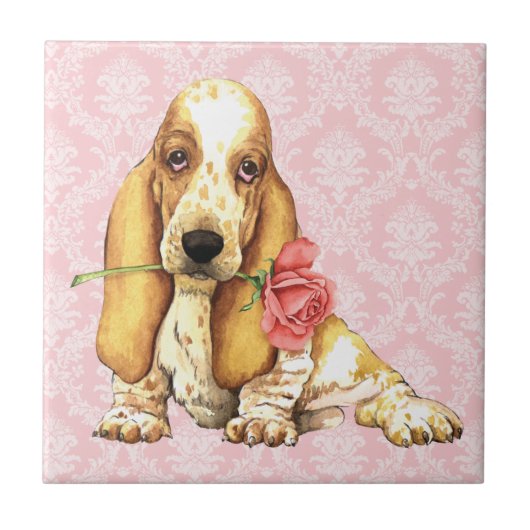 Valentijn Roos Basset Tegeltje (Voorkant)