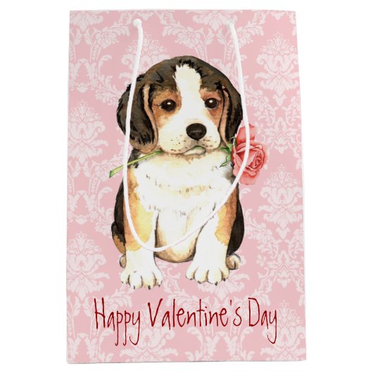 Valentijn Roos Beagle Medium Cadeauzakje (Voorkant)