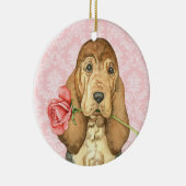 Valentijn Roos Bloodhond Keramisch Ornament (Rechts)