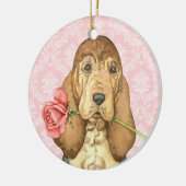 Valentijn Roos Bloodhond Keramisch Ornament (Links)