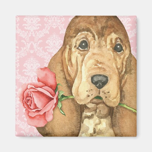 Valentijn Roos Bloodhond Magneet (Voorkant)
