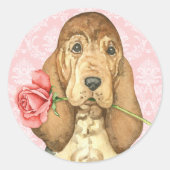 Valentijn Roos Bloodhond Ronde Sticker (Voorkant)