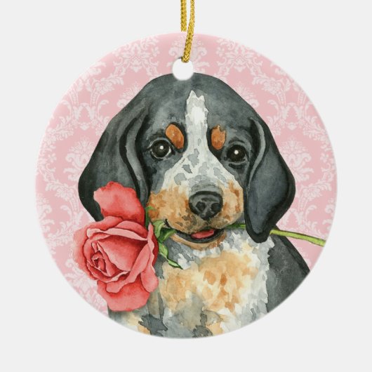 Valentijn Roos Bluetick Keramisch Ornament (Voorkant)