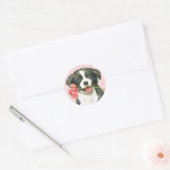Valentijn Roos Border Collie Ronde Sticker (Envelop)