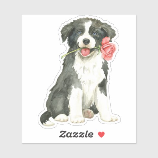 Valentijn Roos Border Collie Vinyl Sticker (Vel)