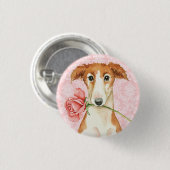 Valentijn Roos Borzoi Ronde Button 3,2 Cm (Voorkant /achterkant)