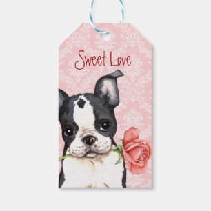 Valentijn Roos Boston Terrier Cadeaulabel
