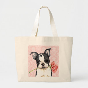 Valentijn Roos Boston Terrier Grote Tote Bag
