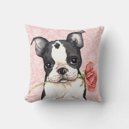 Valentijn Roos Boston Terrier Kussen
