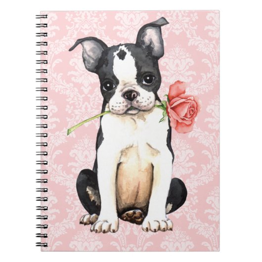 Valentijn Roos Boston Terrier Notitieboek (Voorkant)