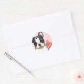 Valentijn Roos Boston Terrier Ronde Sticker (Envelop)