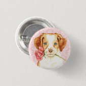 Valentijn Roos Brittany Ronde Button 3,2 Cm (Voorkant /achterkant)