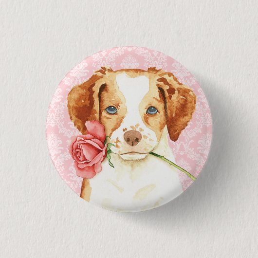 Valentijn Roos Brittany Ronde Button 3,2 Cm (Voorkant)
