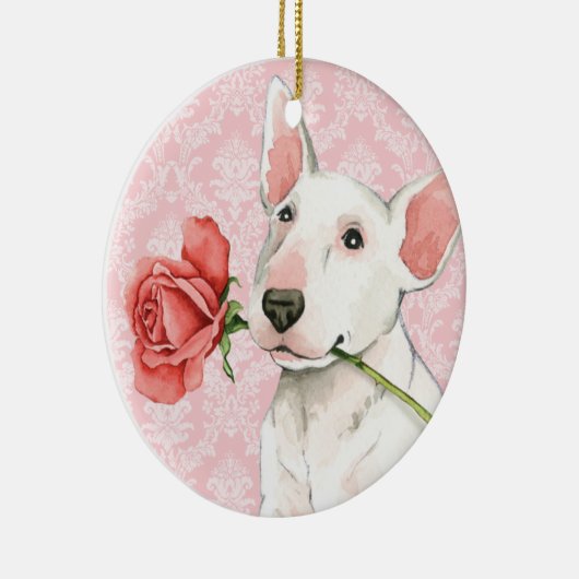 Valentijn Roos Bull Terrier Keramisch Ornament (Rechts)