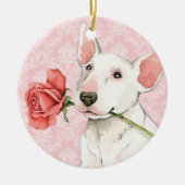 Valentijn Roos Bull Terrier Keramisch Ornament (Voorkant)