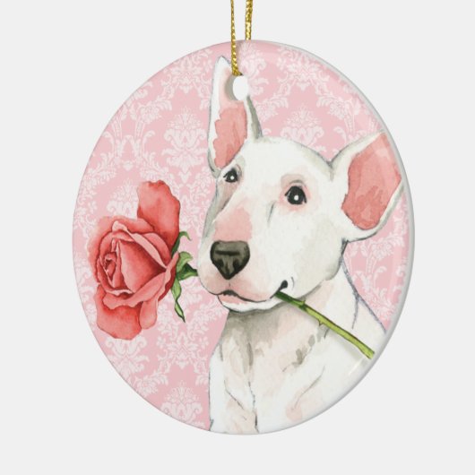 Valentijn Roos Bull Terrier Keramisch Ornament (Links)