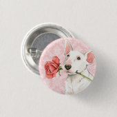 Valentijn Roos Bull Terrier Ronde Button 3,2 Cm (Voorkant /achterkant)