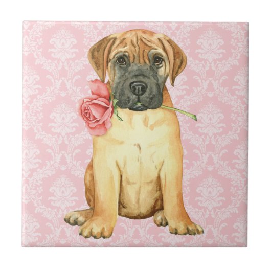 Valentijn Roos Bullmastiff Tegel Tegeltje (Voorkant)