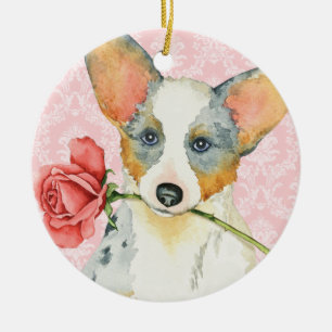 Valentijn Roos Cardigan Welsh Corgi Keramisch Ornament