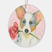 Valentijn Roos Cardigan Welsh Corgi Keramisch Ornament (Links)
