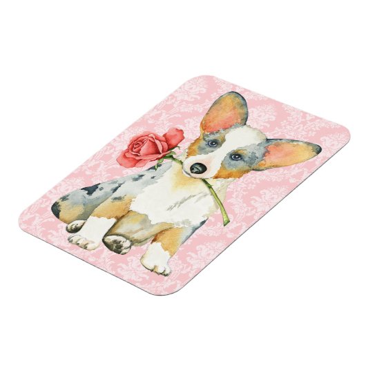 Valentijn Roos Cardigan Welsh Corgi Magneet (Linkerzijde)