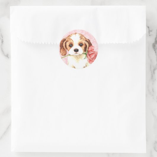 Valentijn Roos Cavalier Ronde Sticker (Tas)