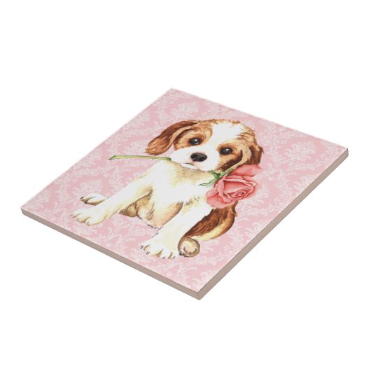 Valentijn Roos Cavalier Tegeltje (Zijkant)