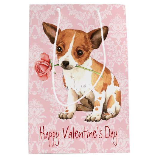 Valentijn Roos Chihuahua Medium Cadeauzakje (Voorkant)