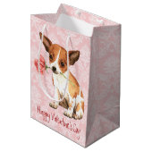 Valentijn Roos Chihuahua Medium Cadeauzakje (Voorkant Gekanteld)