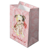 Valentijn Roos Chinese Crested Medium Cadeauzakje (Voorkant Gekanteld)