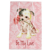 Valentijn Roos Chinese Crested Medium Cadeauzakje (Achterkant)