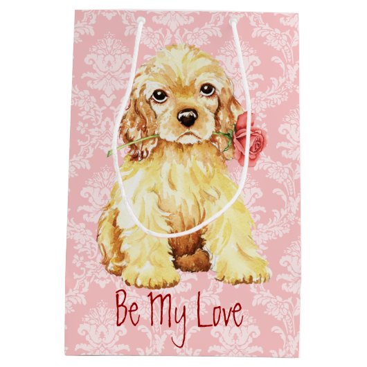 Valentijn Roos Cocker Spaniel Medium Cadeauzakje (Achterkant)