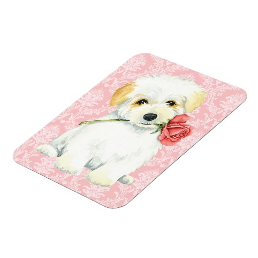 Valentijn Roos Coton de Tulear Magneet (Linkerzijde)