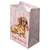 Valentijn Roos Dachshund Medium Cadeauzakje (Voorkant Gekanteld)