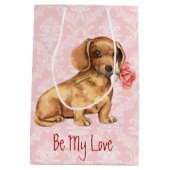 Valentijn Roos Dachshund Medium Cadeauzakje (Achterkant)
