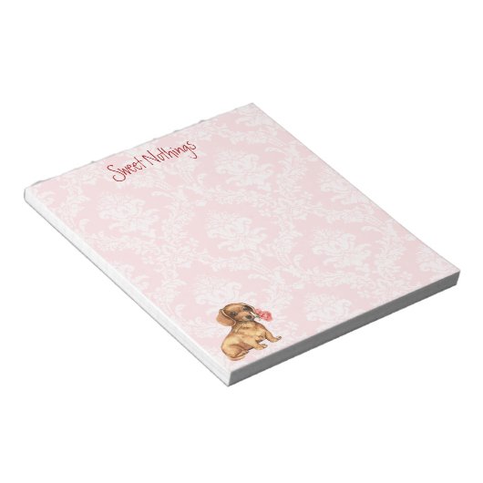 Valentijn Roos Dachshund Notitieblok (Schuin)