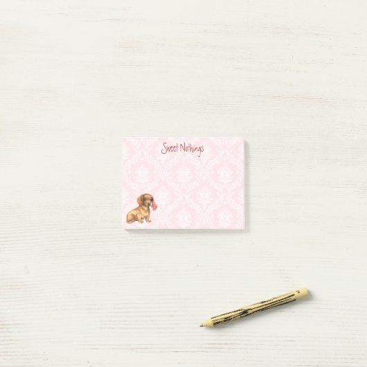 Valentijn Roos Dachshund Post-it® Notes (Op bureau)