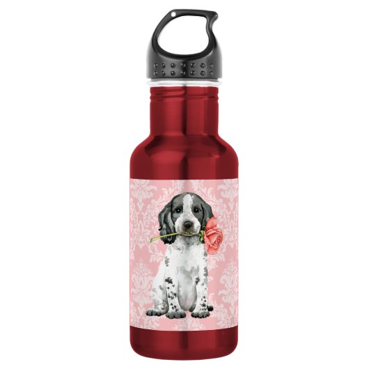 Valentijn Roos Engels Cocker Spaniel Water Bottle Waterfles (Voorkant)